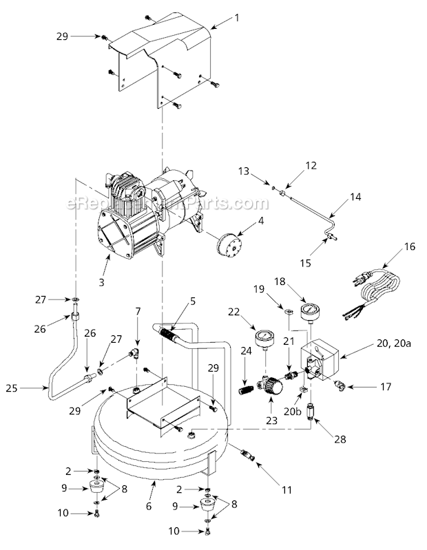 Page A Diagram and Parts List for HM750099AV  Campbell Hausfeld Compressor